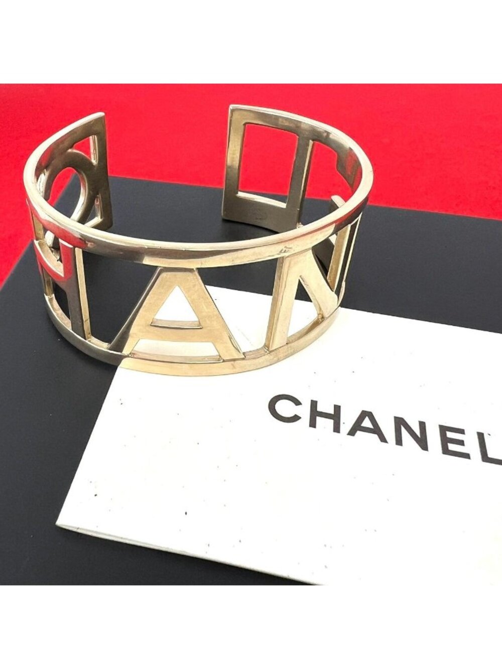 Chanel Comment Logo Bangle Gold Bracelet